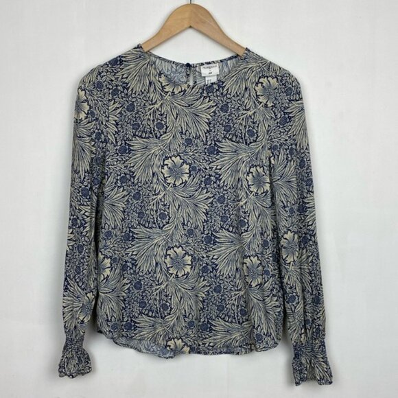 H&M x William Morris & Co 4 Floral Print Top Blouse Navy Blue Ivory - Picture 2 of 15